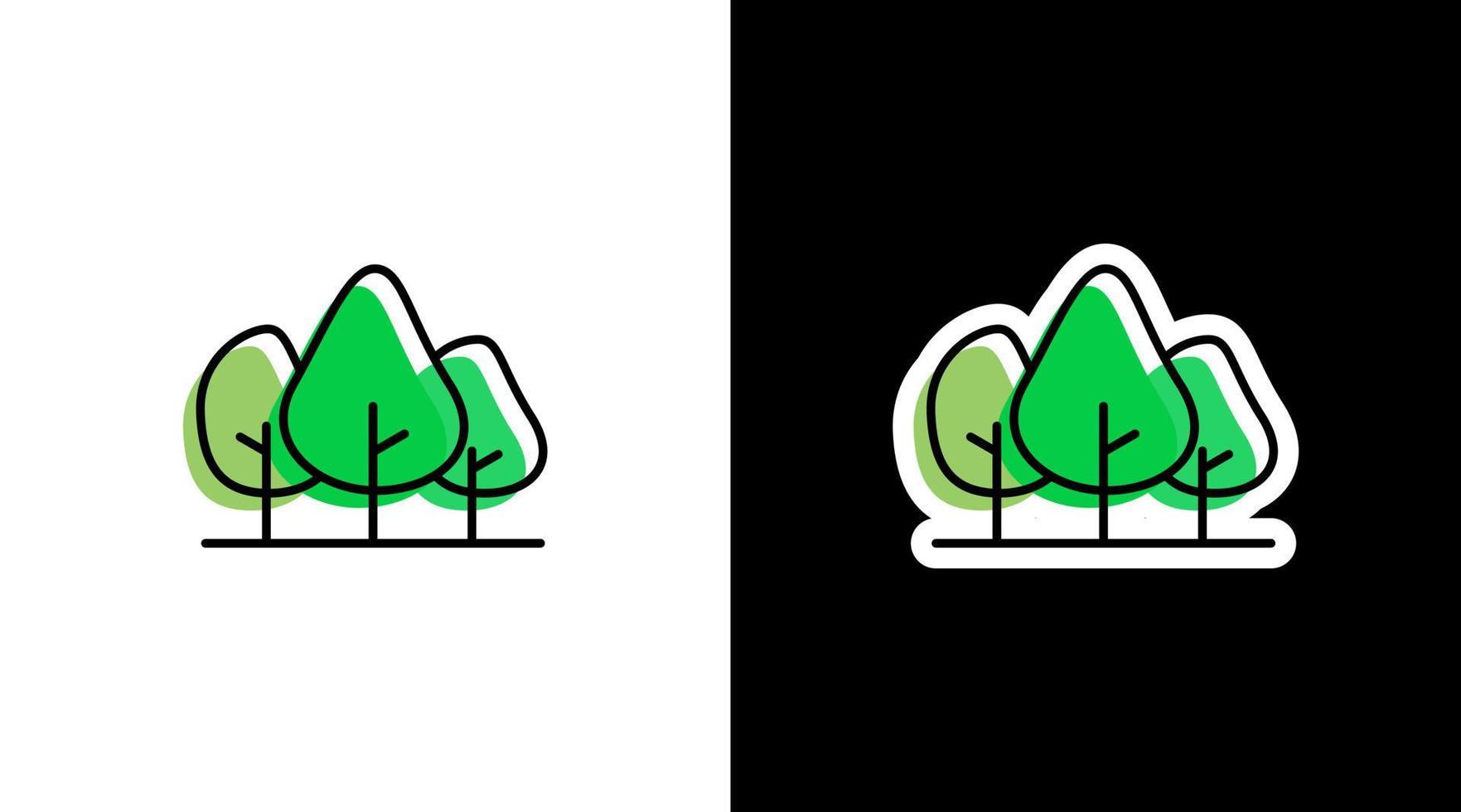 green trees natural environmental logo icon sticker vector