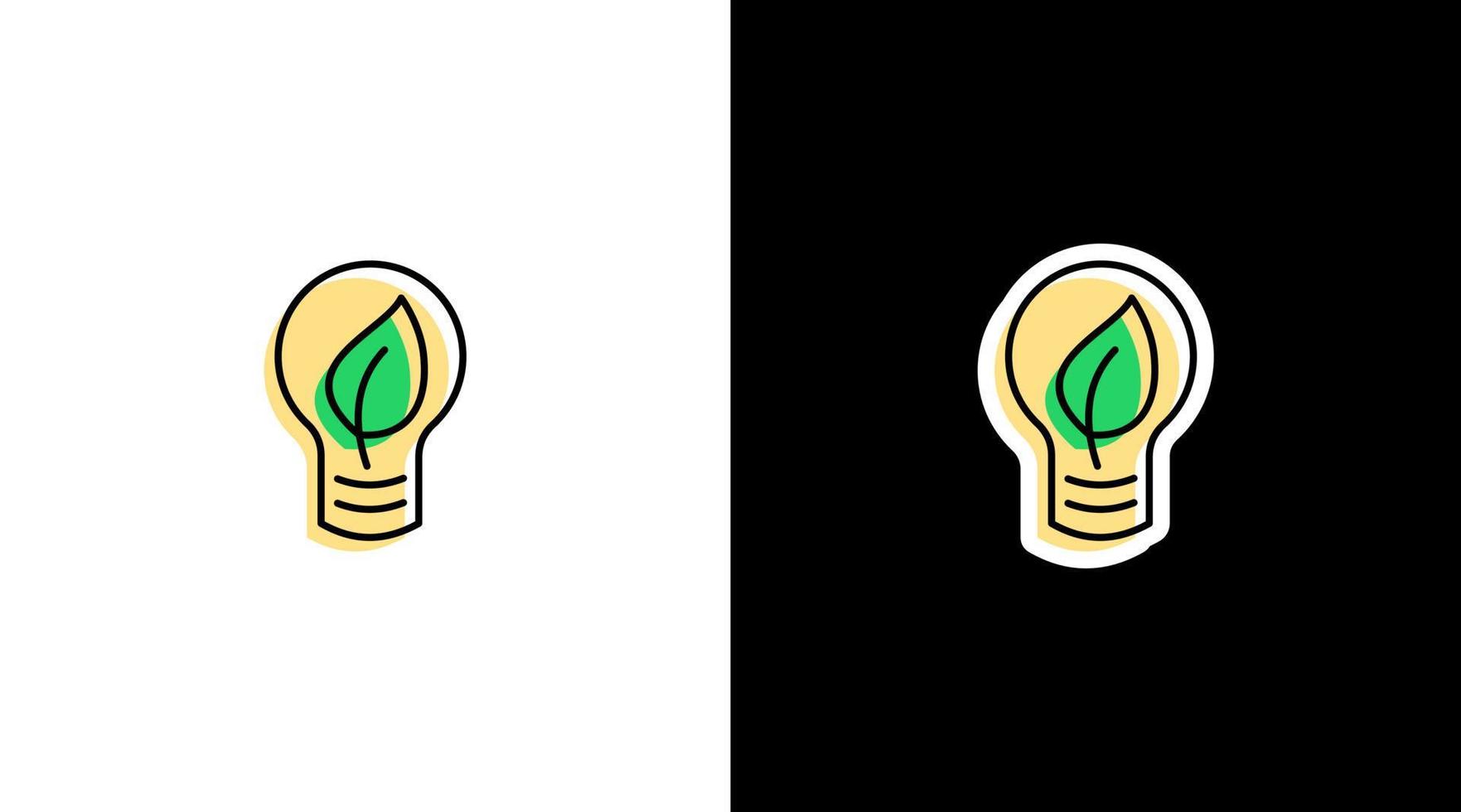 lamp bulb with green leaf inside, environmental logo icon sticker vector
