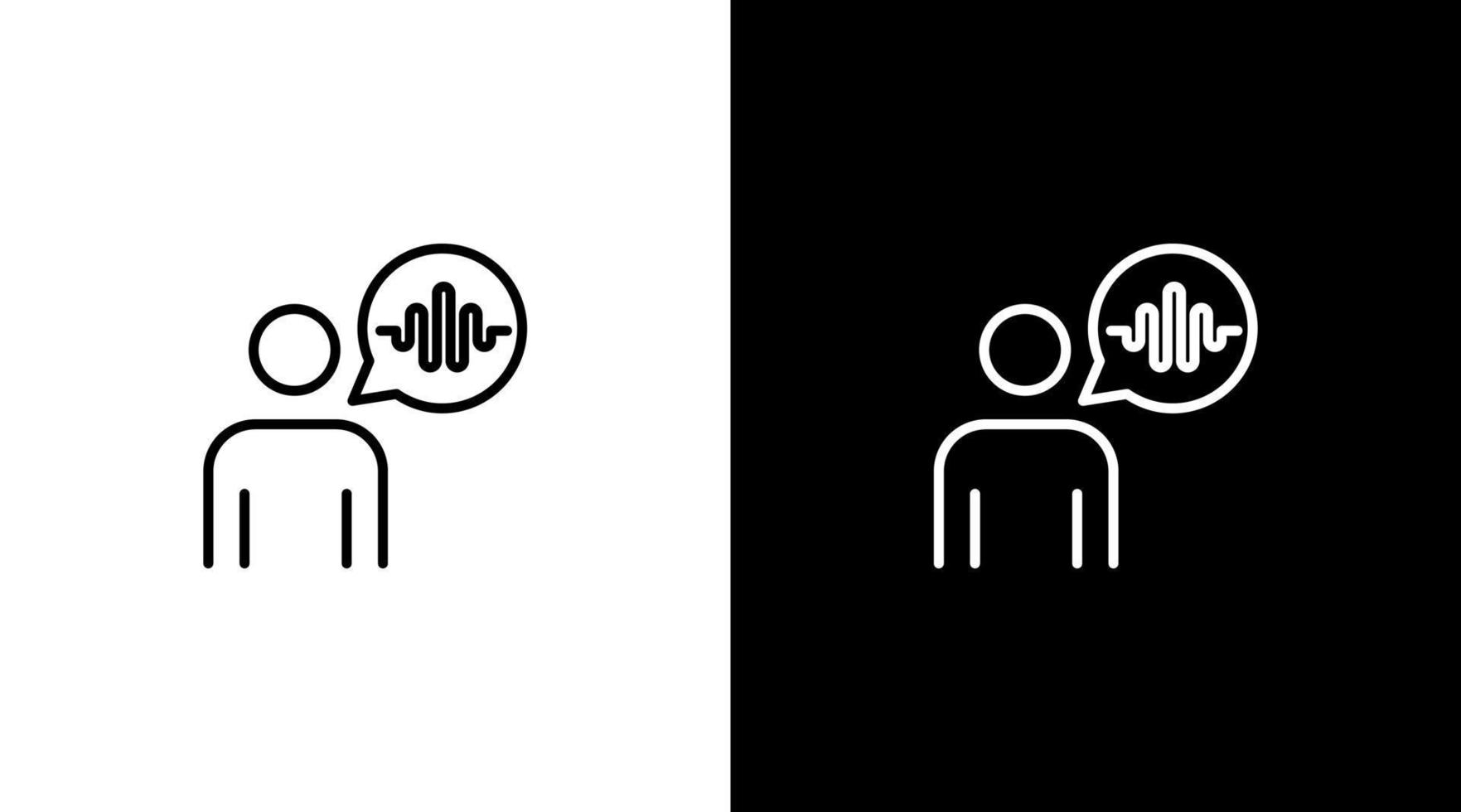 humano voz diálogo logo audio sonido ola tecnología contorno icono diseño vector