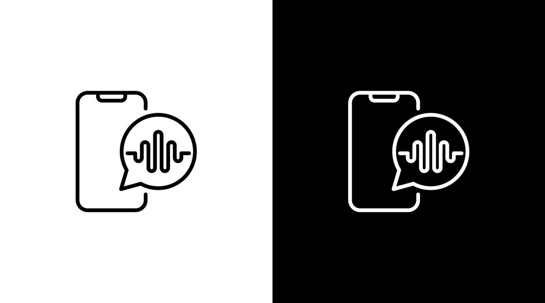 Smartphone logo sound bubble chat wave voice audio technology outline