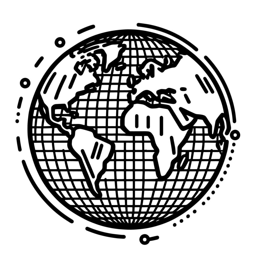 Globe Map Earth Line Icon Vector Illustration