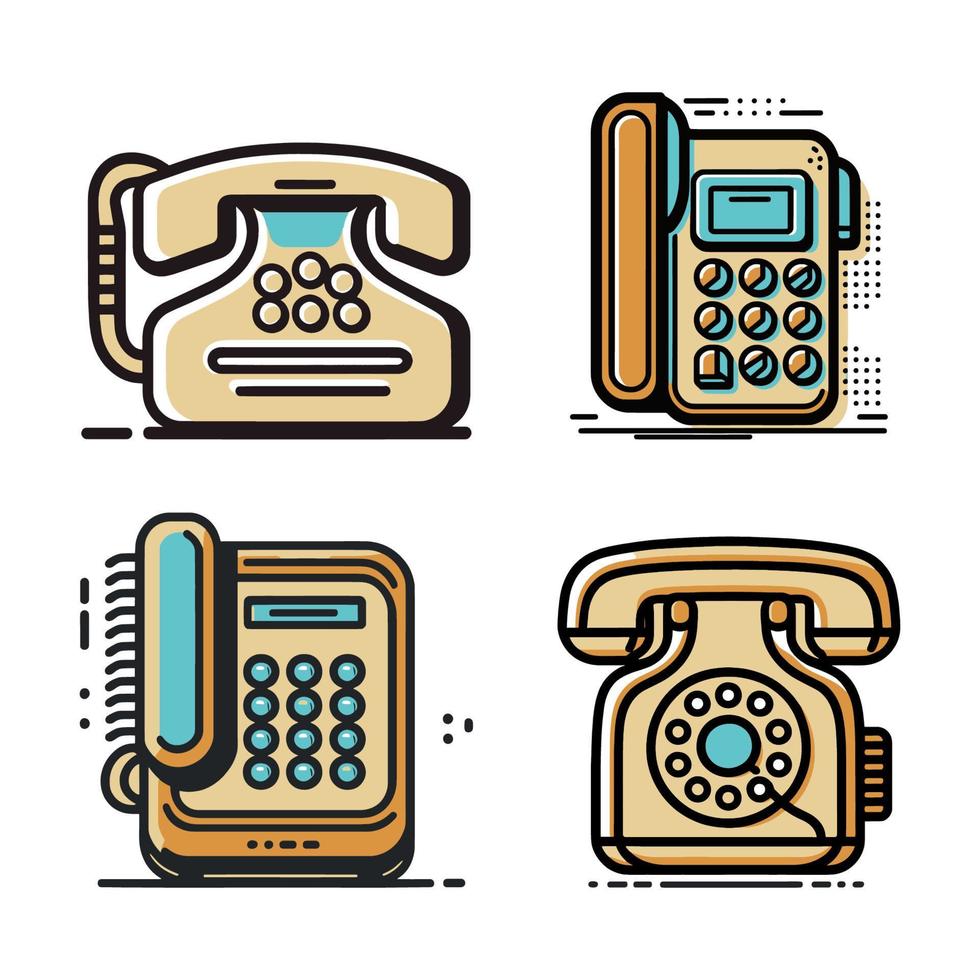 simple retro phone vector