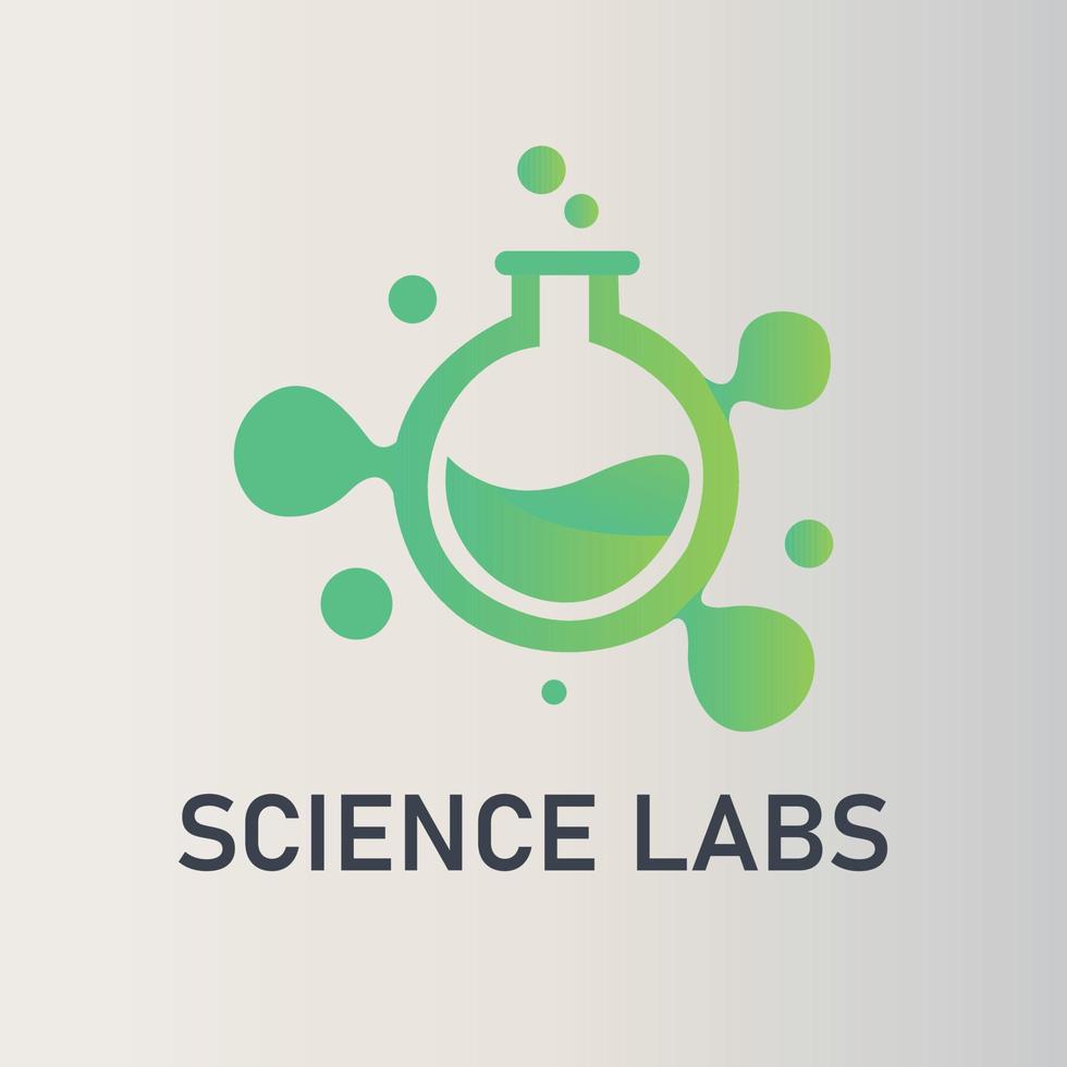 un verde logo para Ciencias laboratorios con un verde cubilete. vector