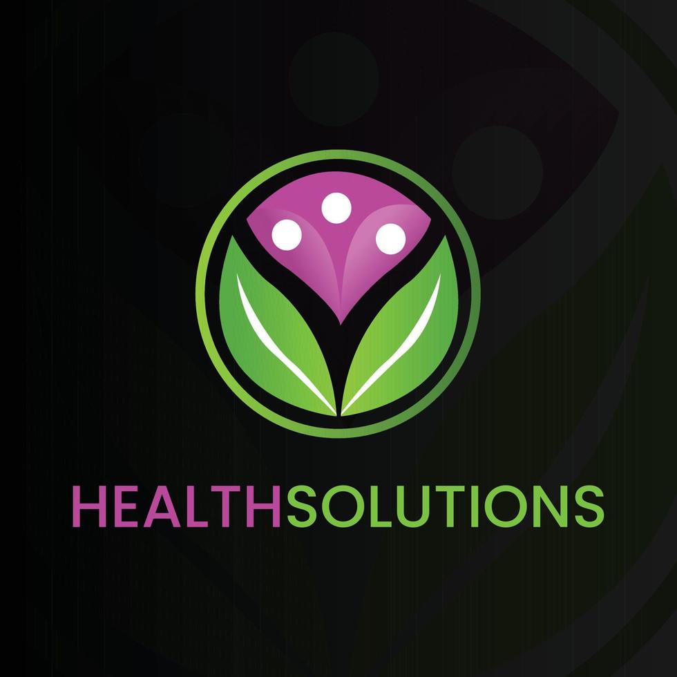 A logo for health solutions that is green and purple vector