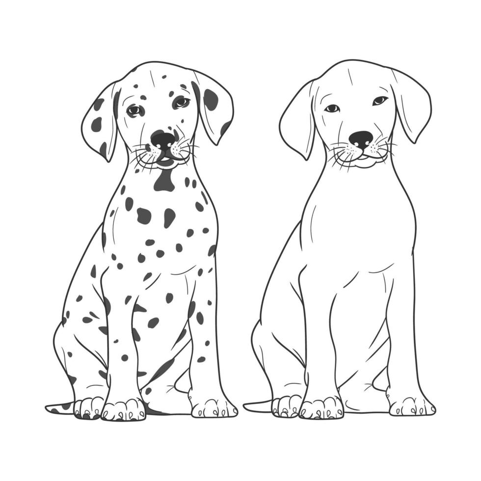 Dog. Black and white vector illustration for coloring book
