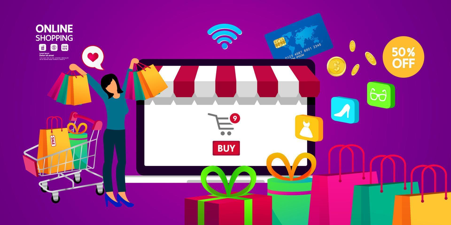 Online shopping idea vector illustration