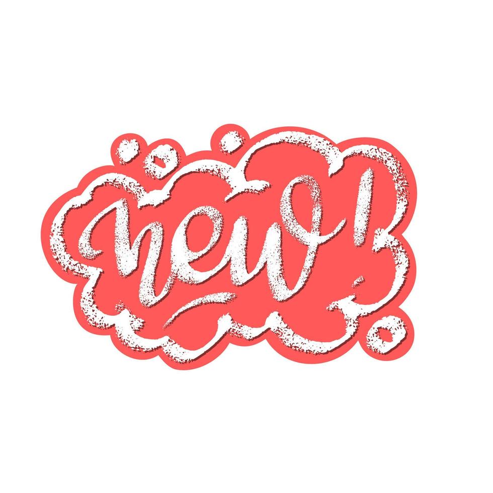 New word speech bubble icon symbol. Web design. Sticker design. Hand drawn vector lettering bright color clip-art.