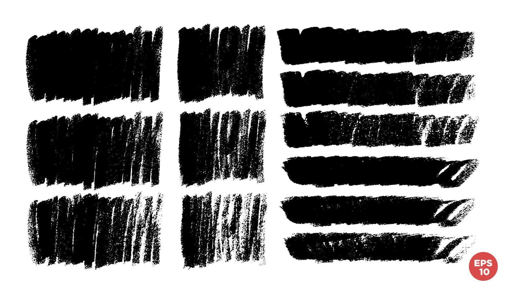 Vector set of hand drawn brush strokes, stains for backdrops. Monochrome design elements set. One color monochrome artistic hand drawn backgrounds.