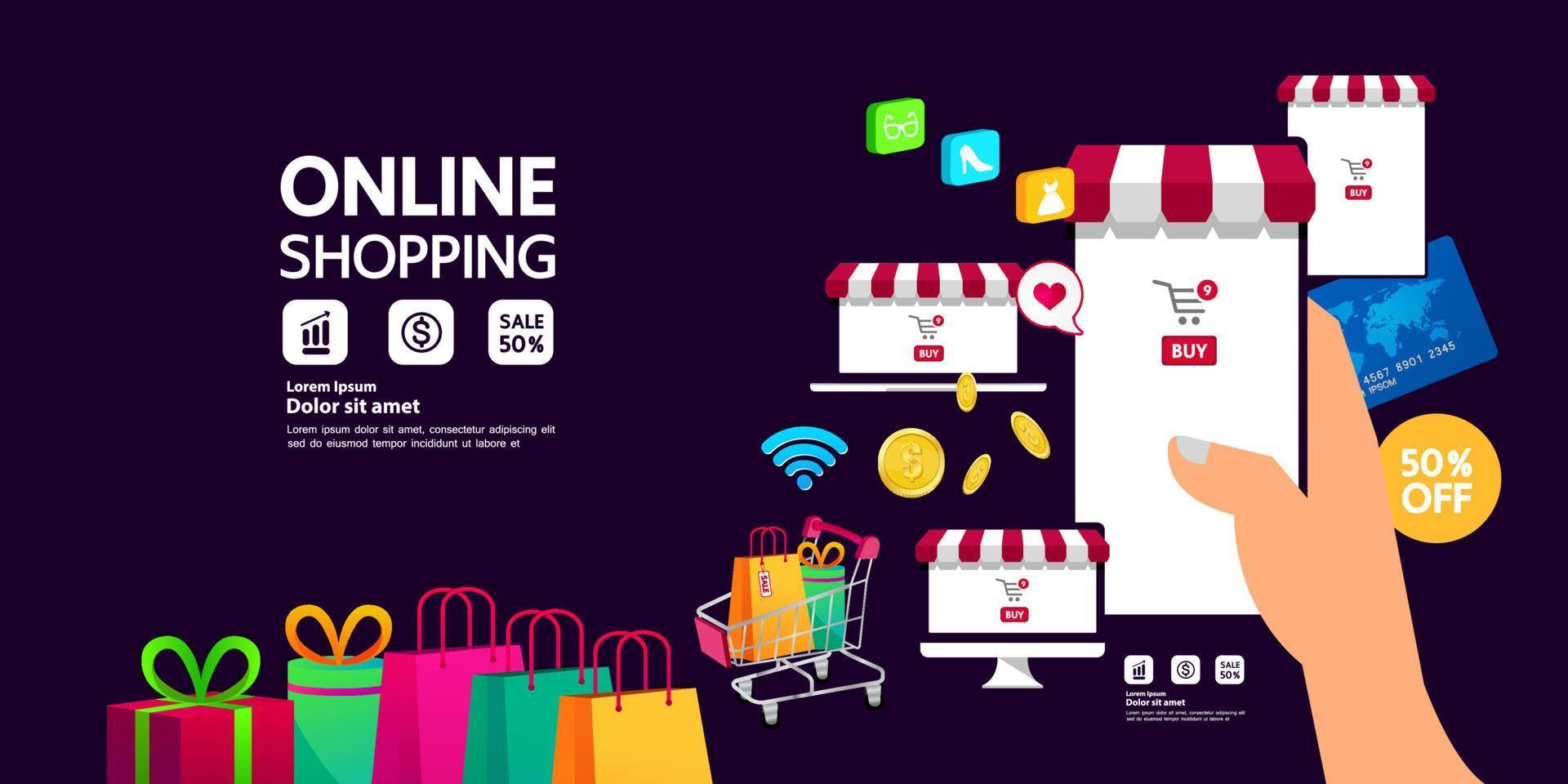 Online shopping idea vector illustration
