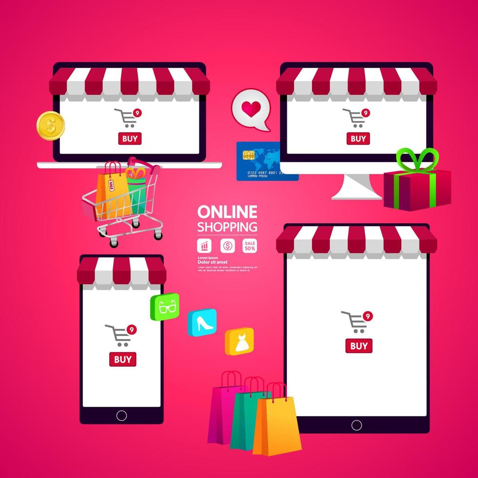 Online shopping idea vector illustration