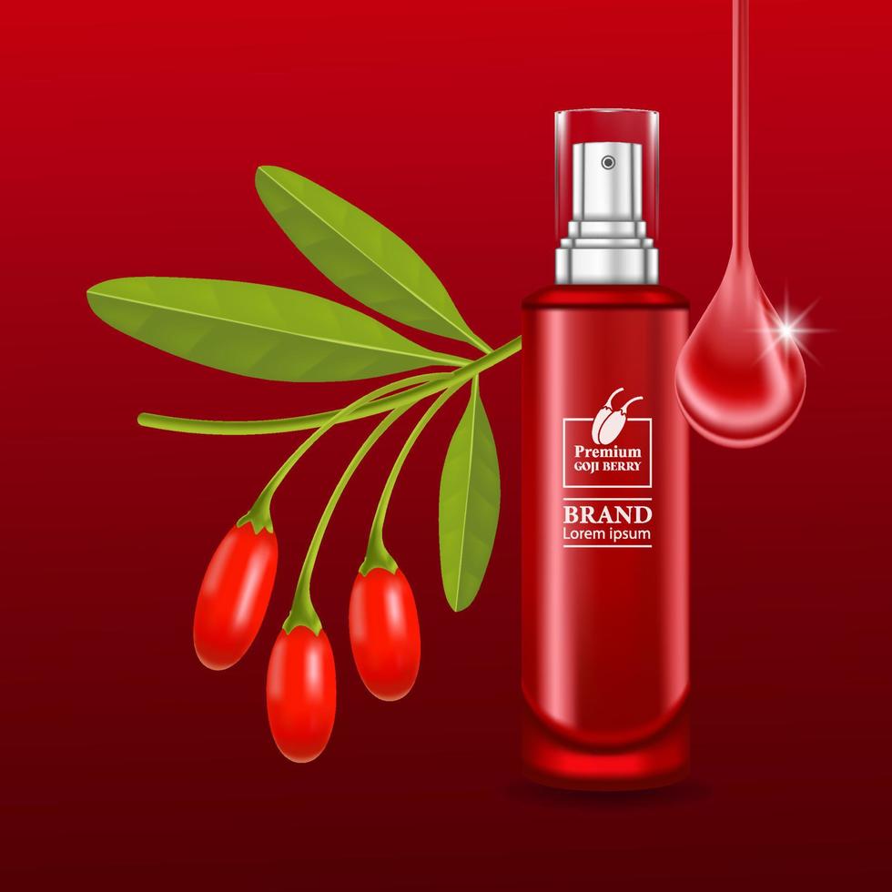 Goji berry serum for skin care package illustration vector