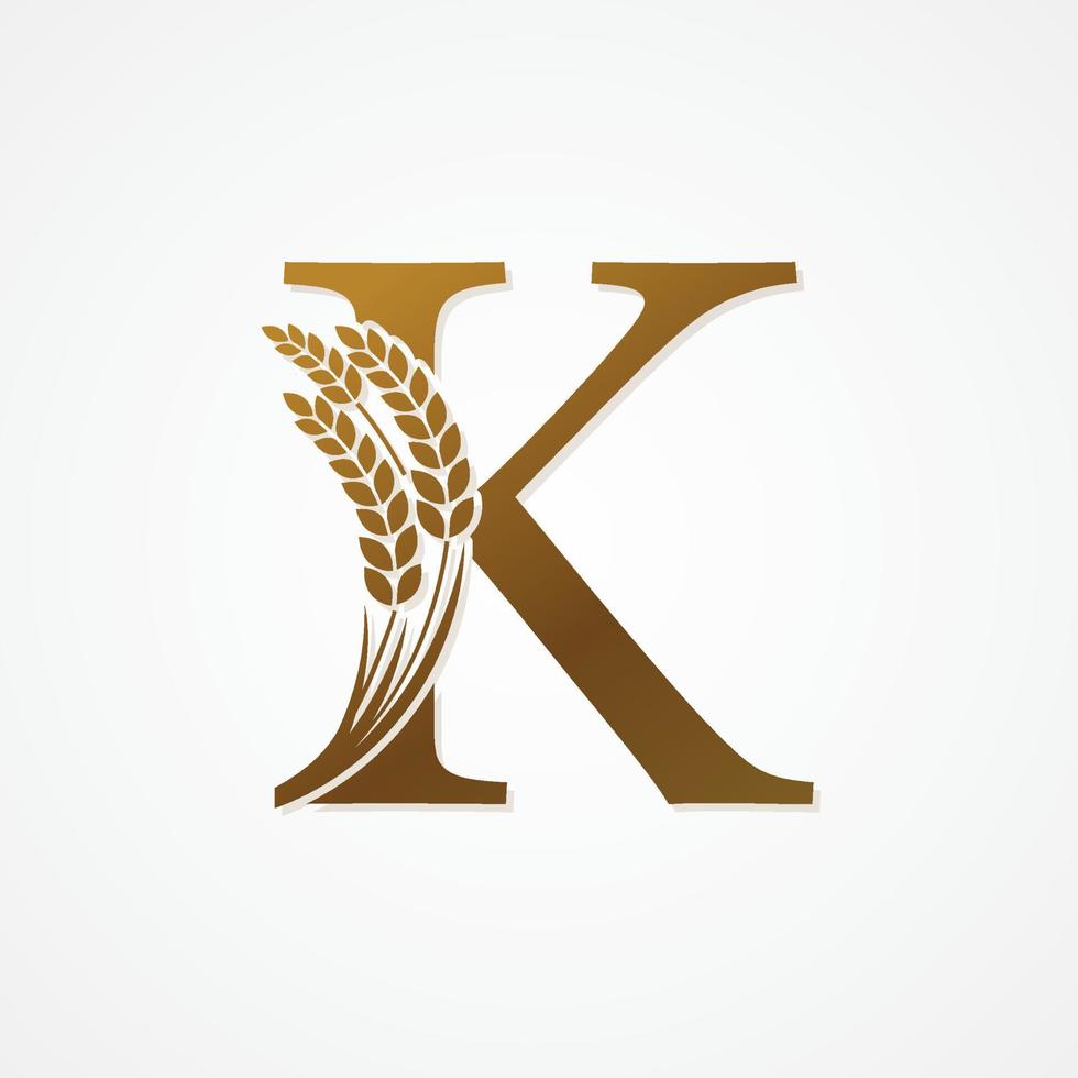 Gold letter with rice for logo design vector