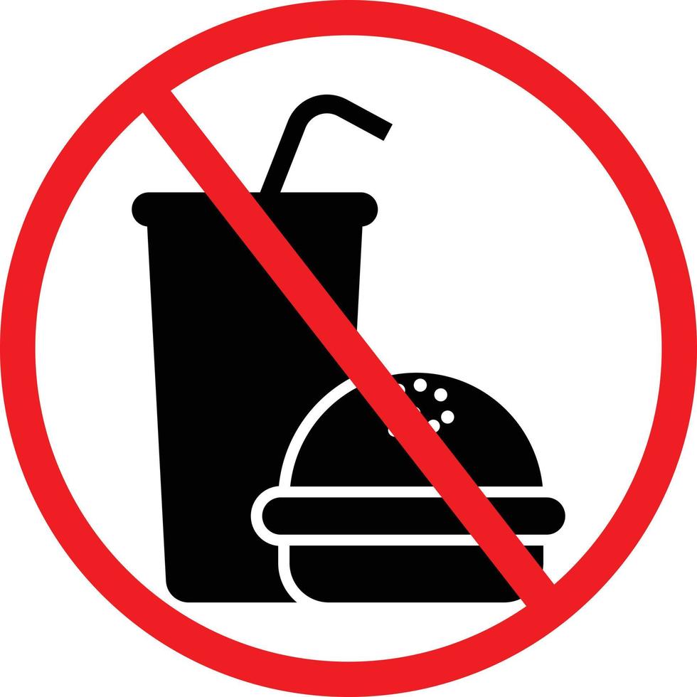 No Fast Food Allowed Prohibition Sign, Symbol, Icon vector