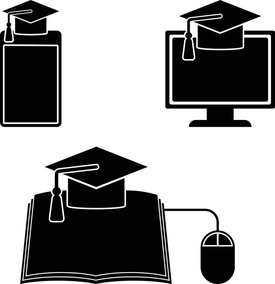 E-Learning or Online Learning Icon Set vector