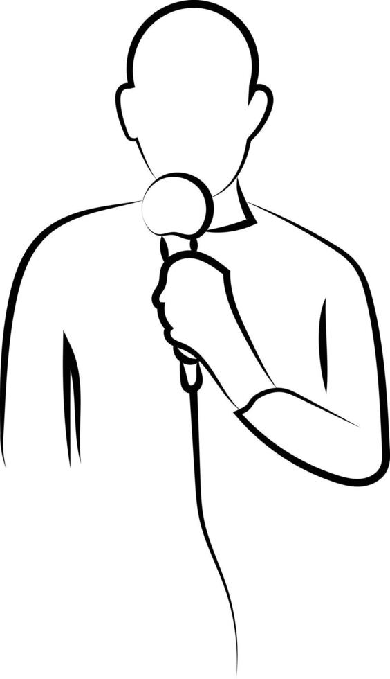 Hand Drawn Line Drawing Icon of a Giving a Speech Using Microphone. vector