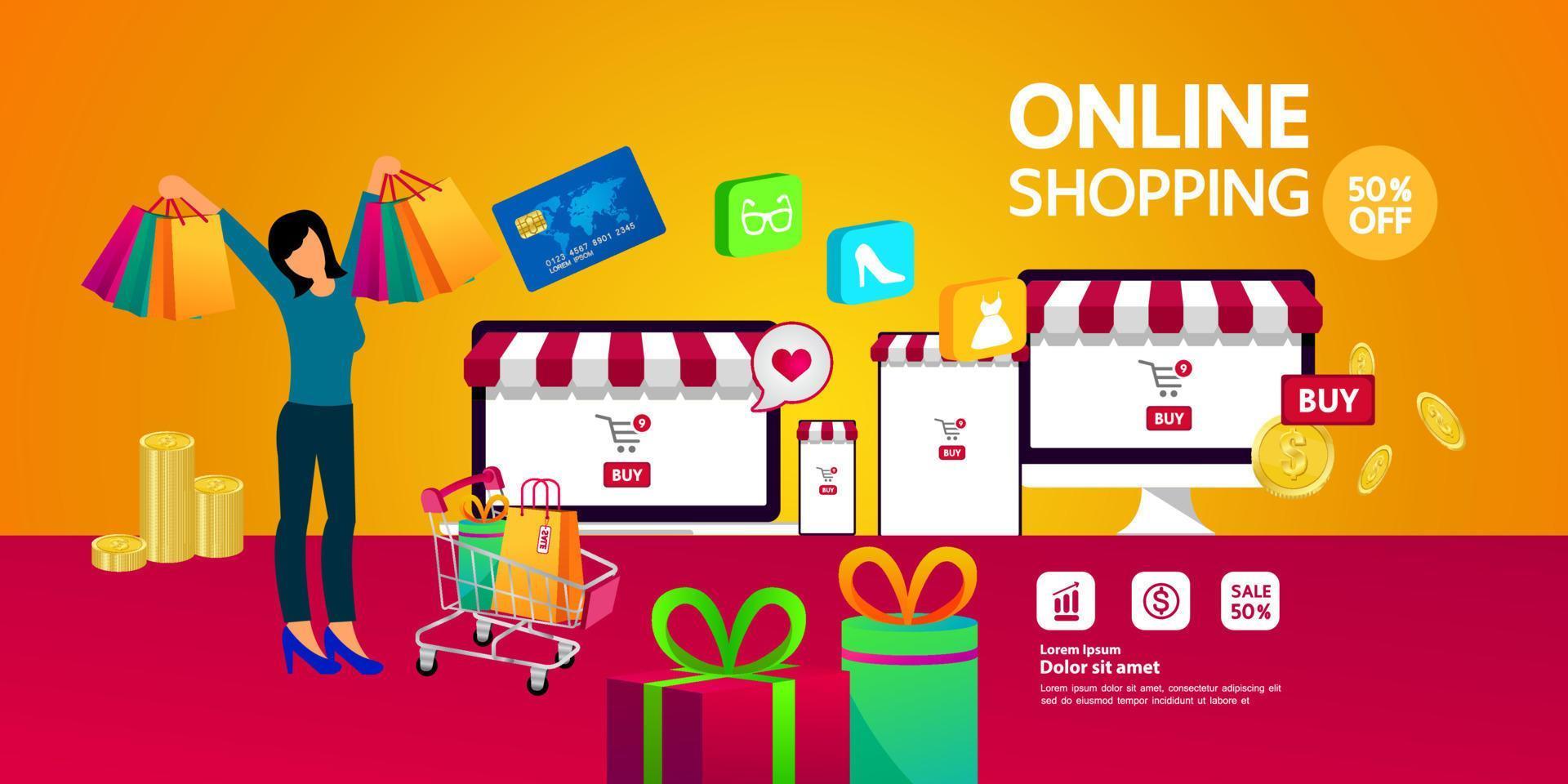 Online shopping idea vector illustration
