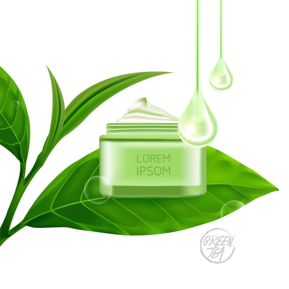 Premium green tea for good health vector illustration.