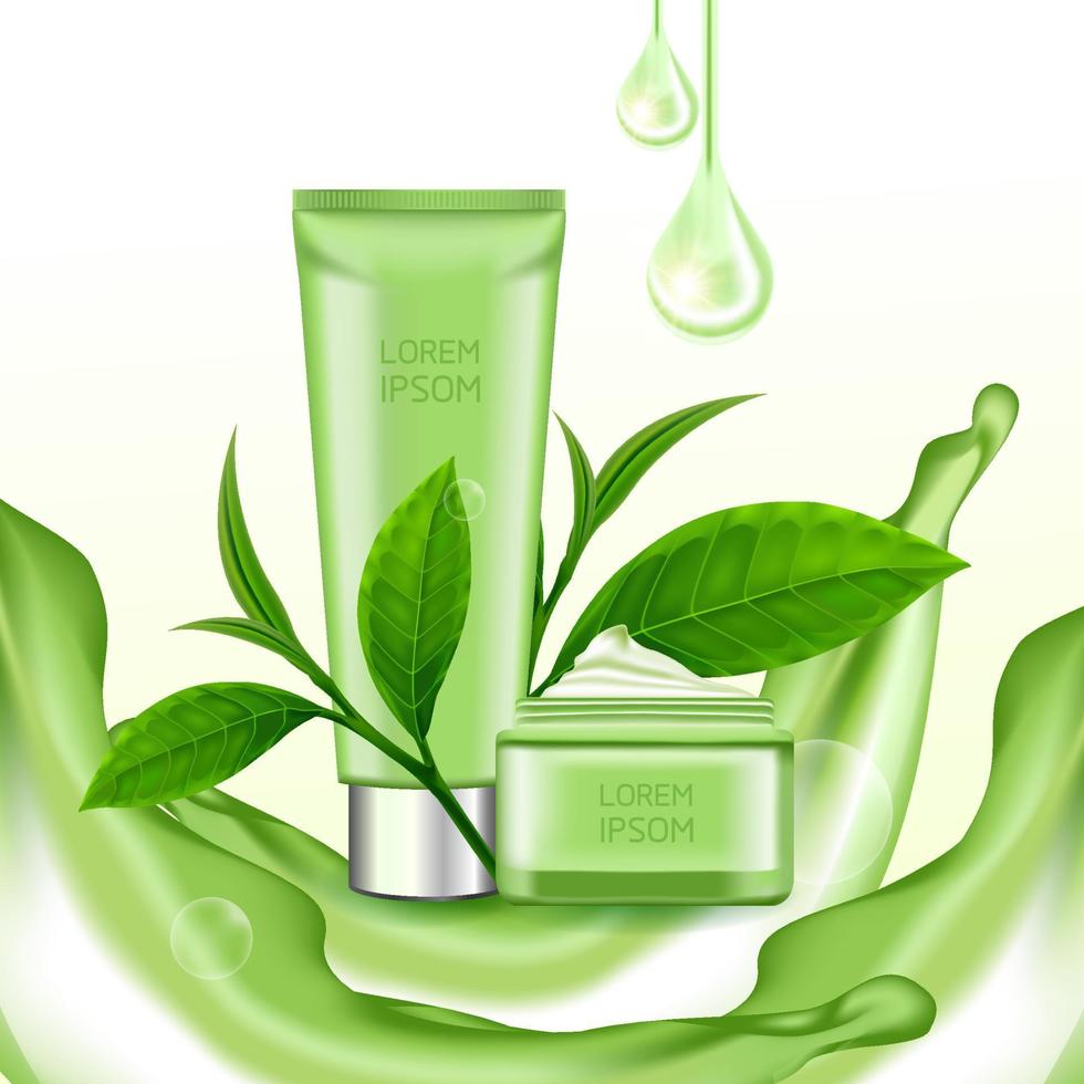 Premium green tea for good health vector illustration.