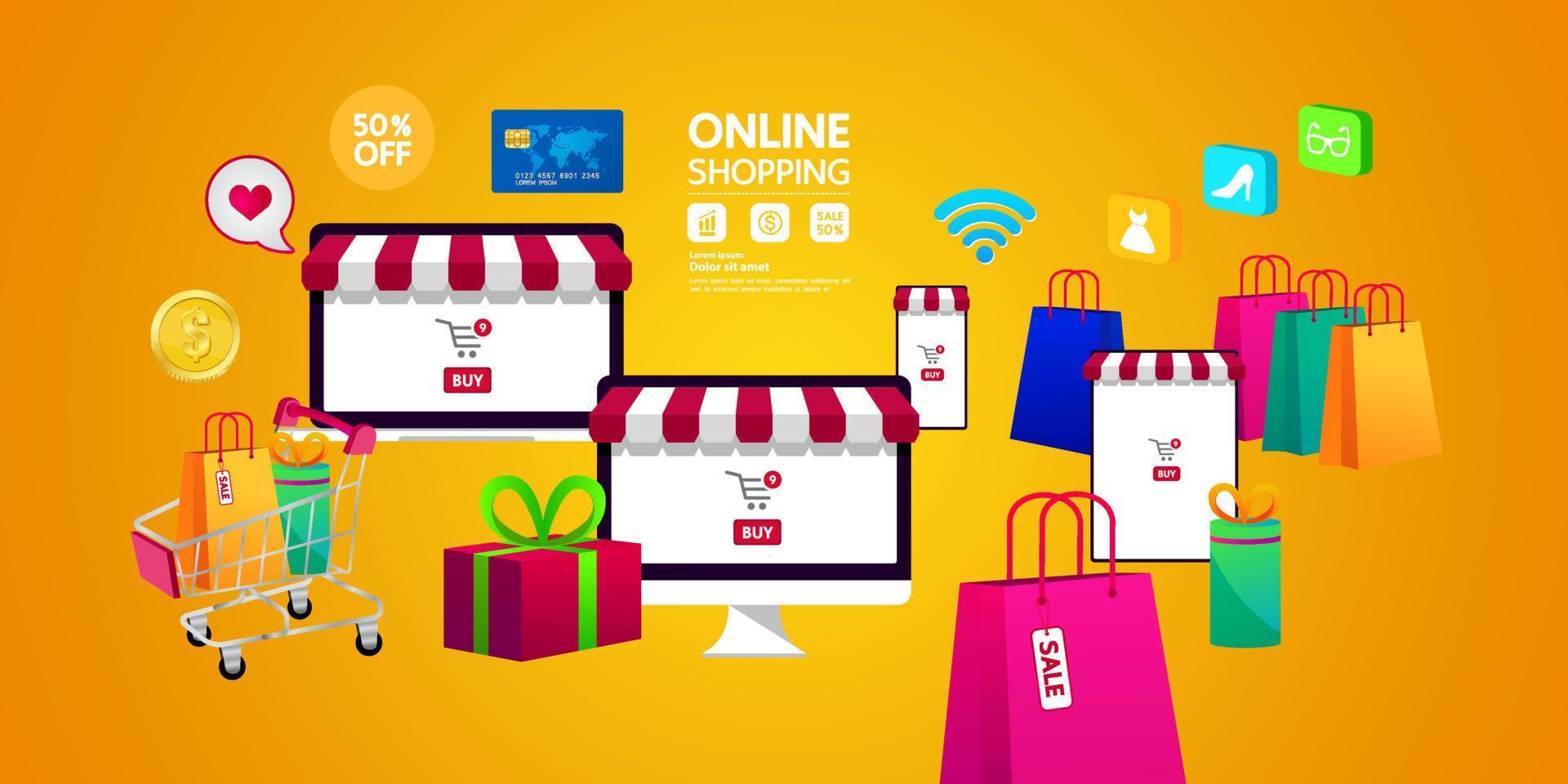 Online shopping idea vector illustration