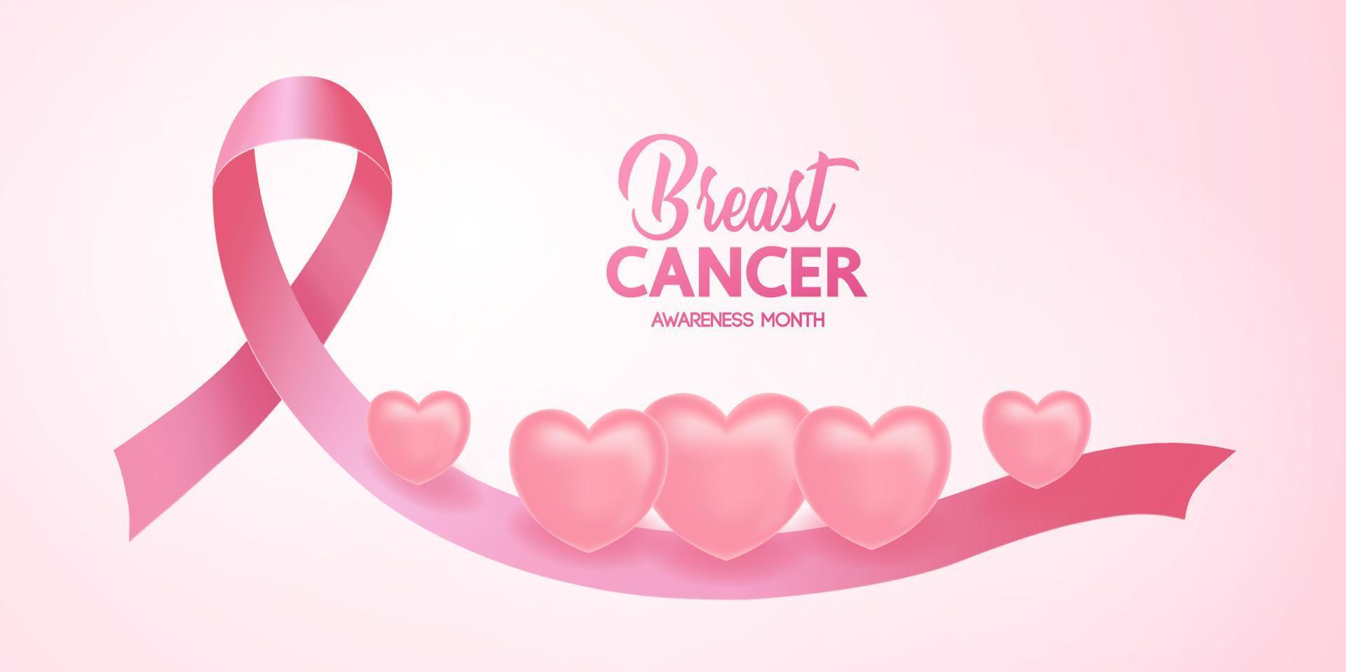 Pink ribbon of breast cancer awareness vector illustration.