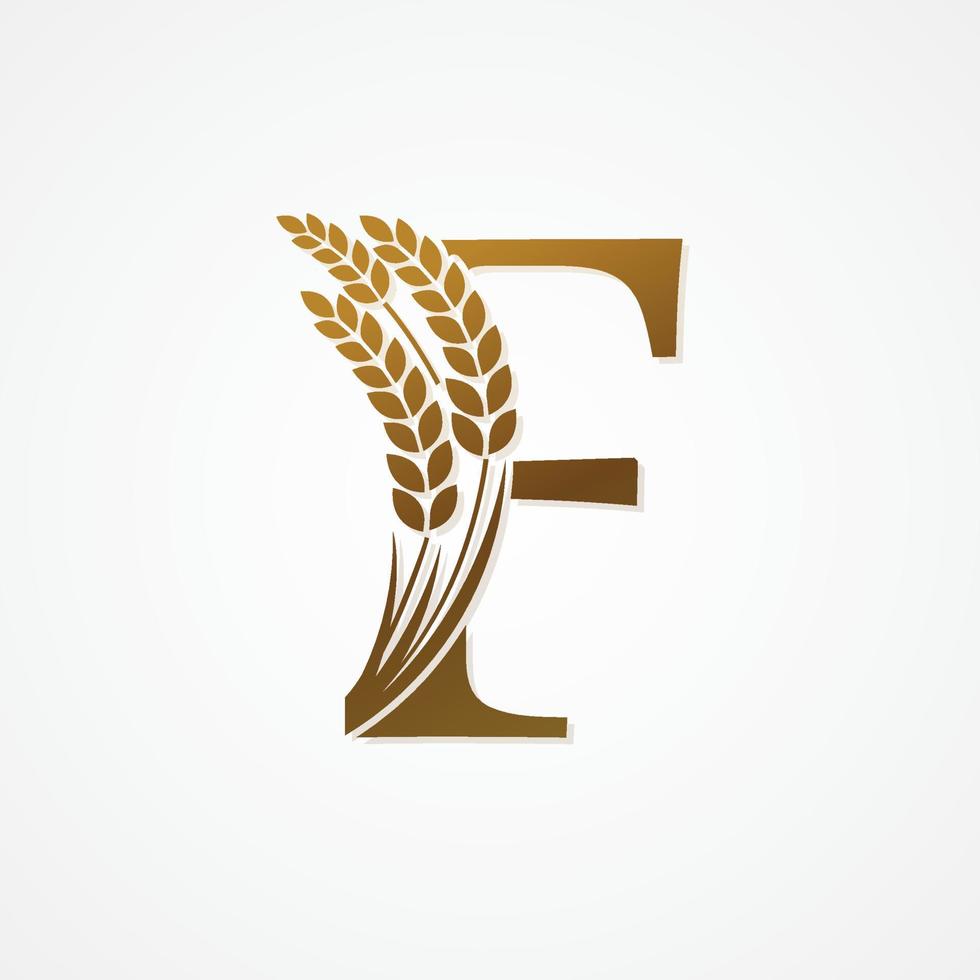 Gold letter with rice for logo design vector