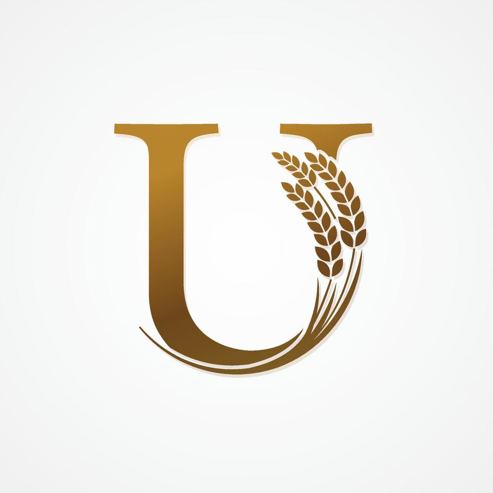 Gold letter with rice for logo design vector