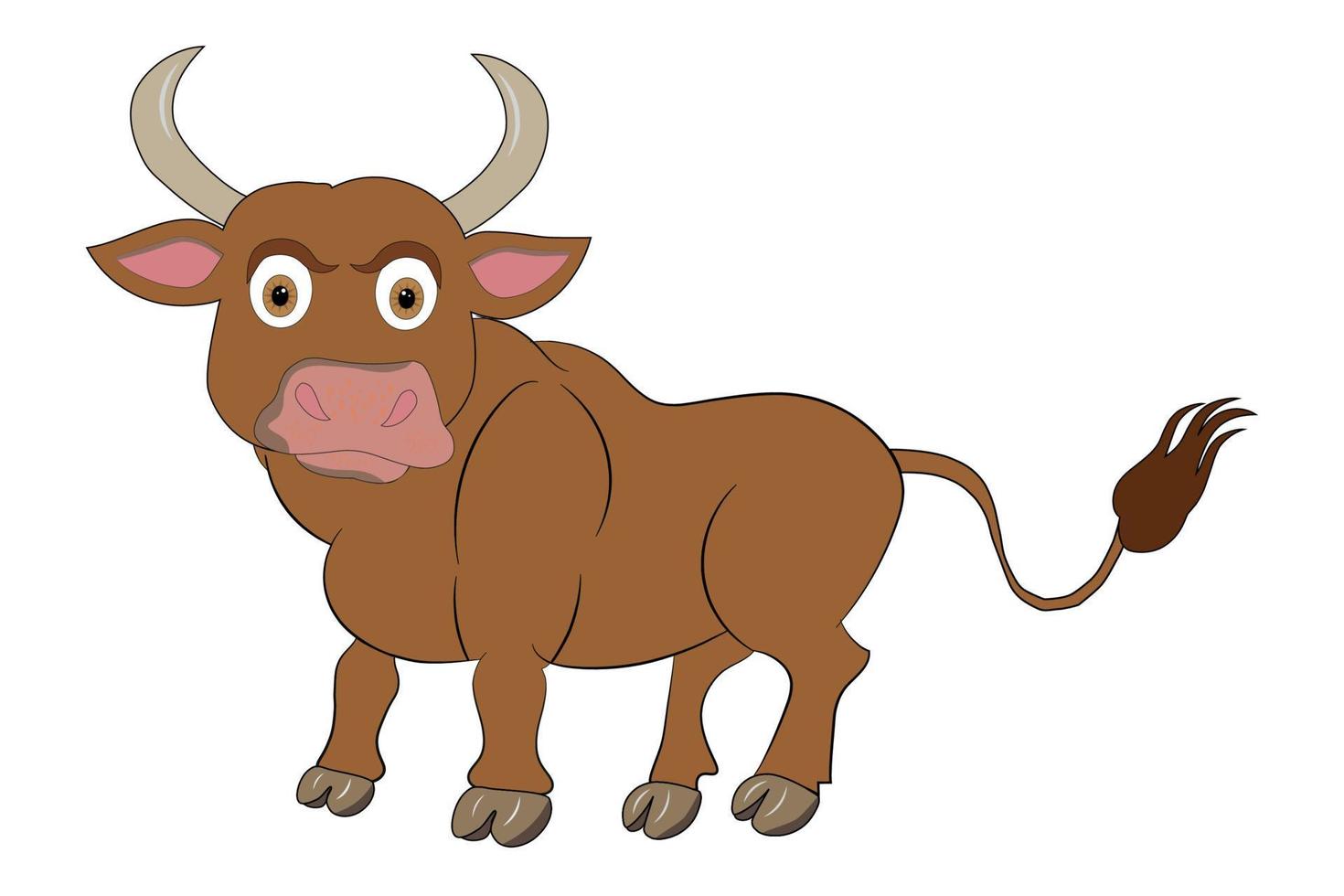 Brown bull on white background vector