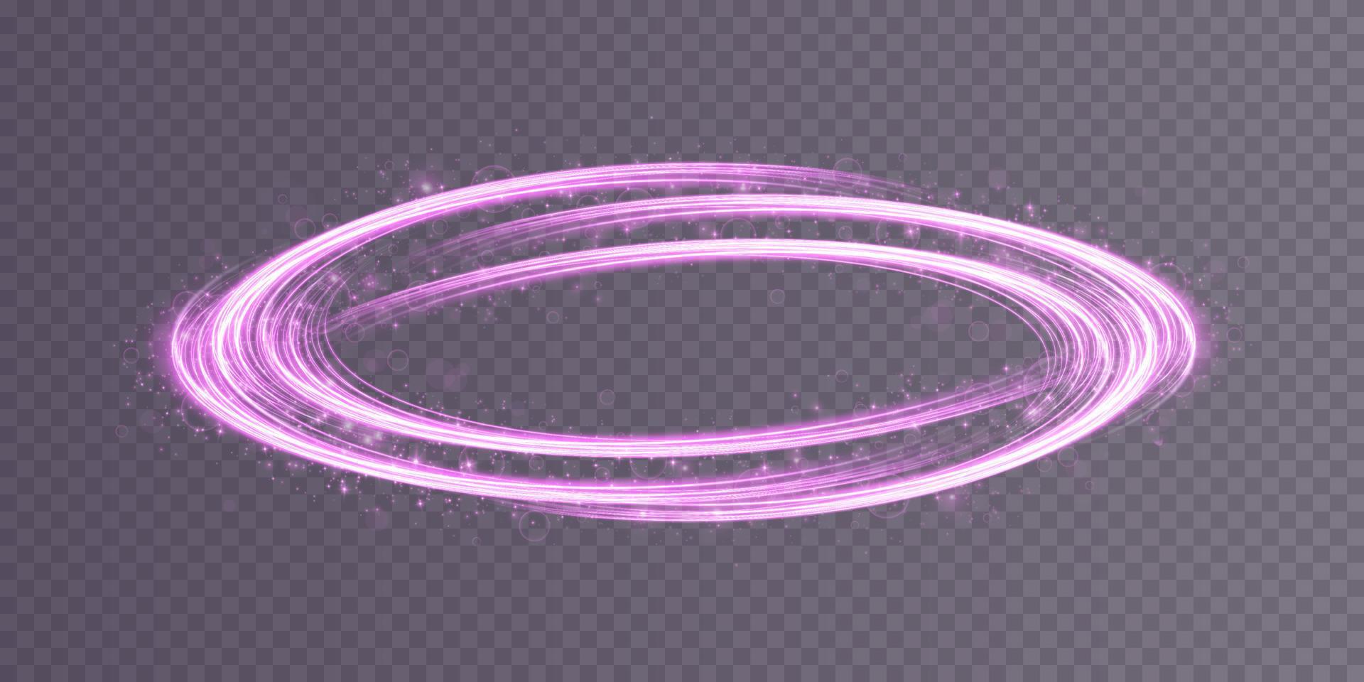Abstract light lines of movement and speed with purple color sparkles. Light everyday glowing effect. semicircular wave, light trail curve swirl vector