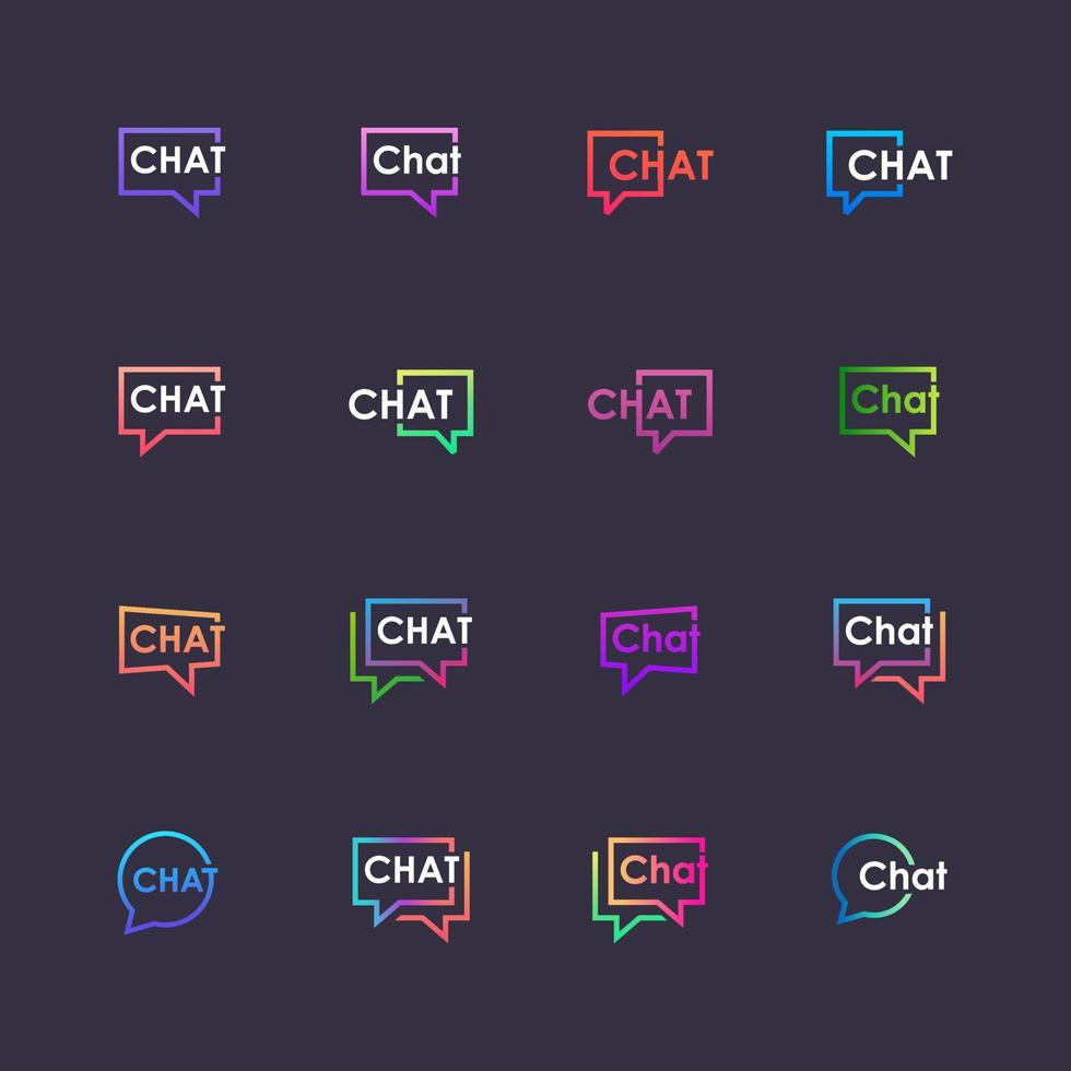 set of chat lettering with bubble logo. talk, speak, logo template. Chat vector logotype design template.