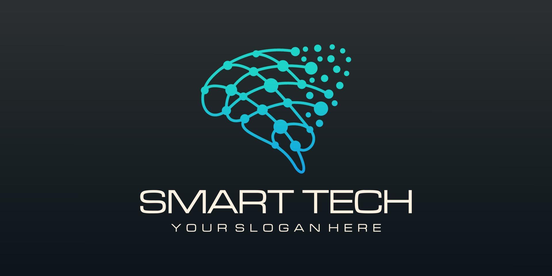 cerebro tecnología logo diseño. artificial inteligencia y tecnología logo vector diseño