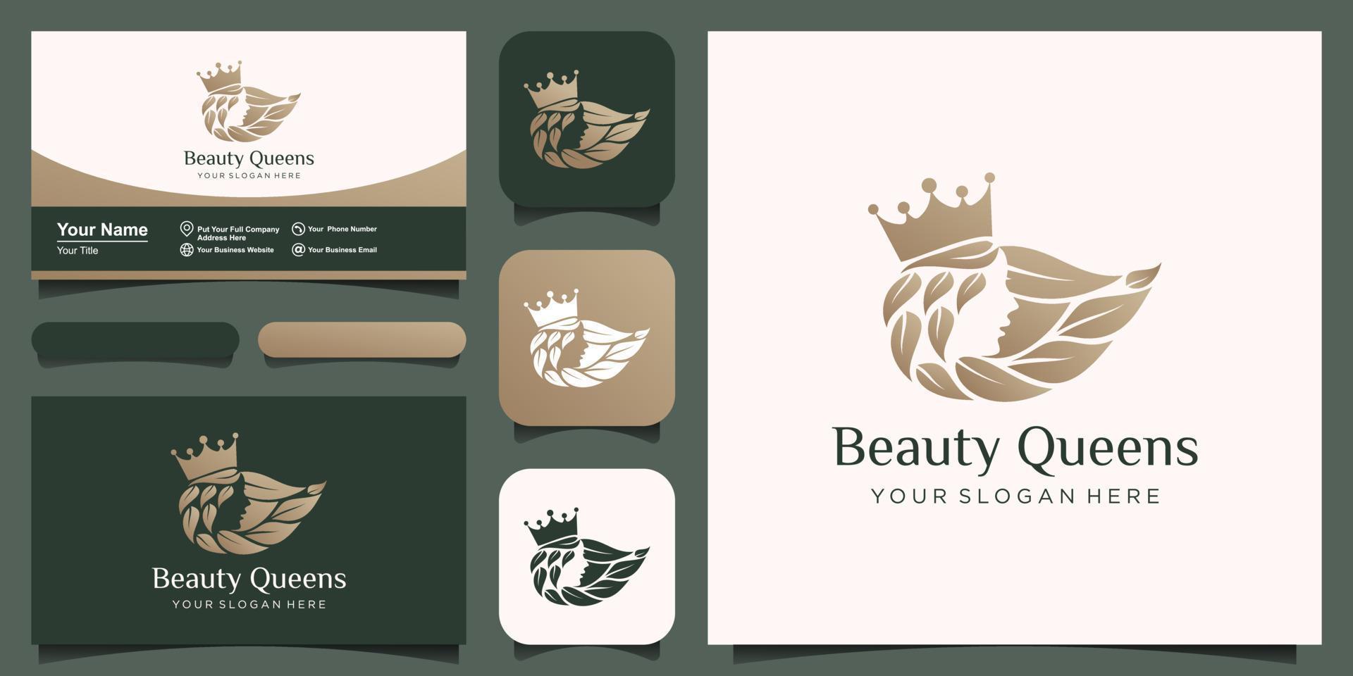 beauty queens logo design vector