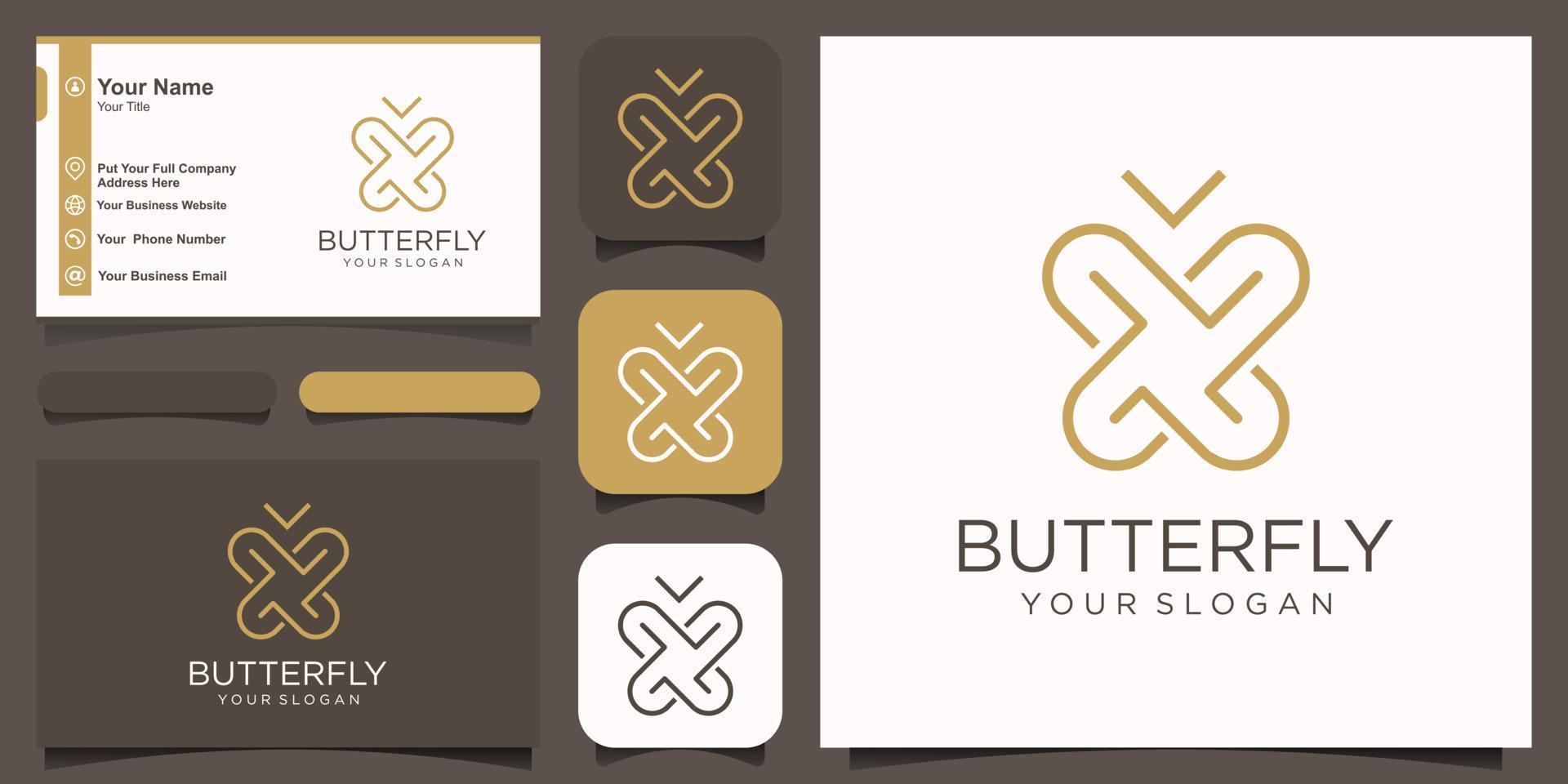 Butterfly logo. Luxury line logotype design illustration. vector