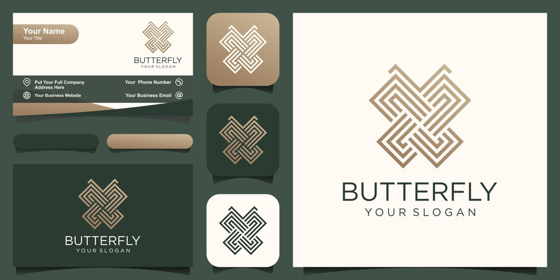 Butterfly logo. Luxury line logotype design illustration. vector