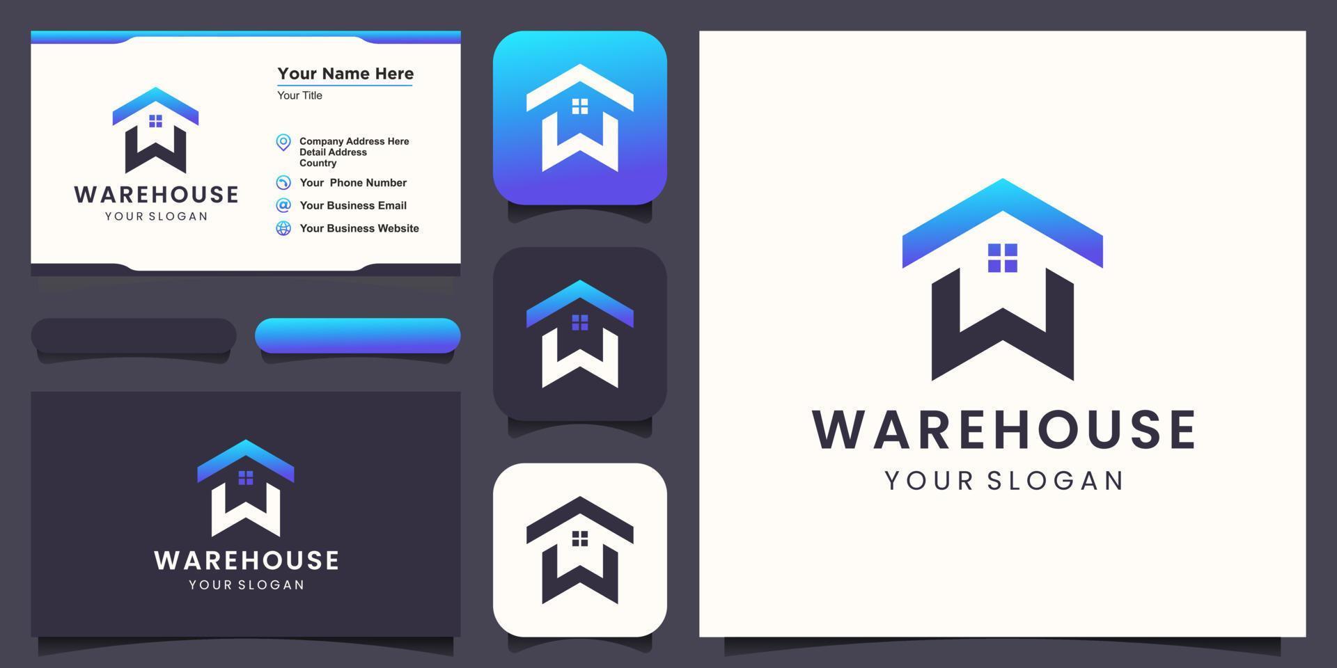 W Logo design with home element. vector