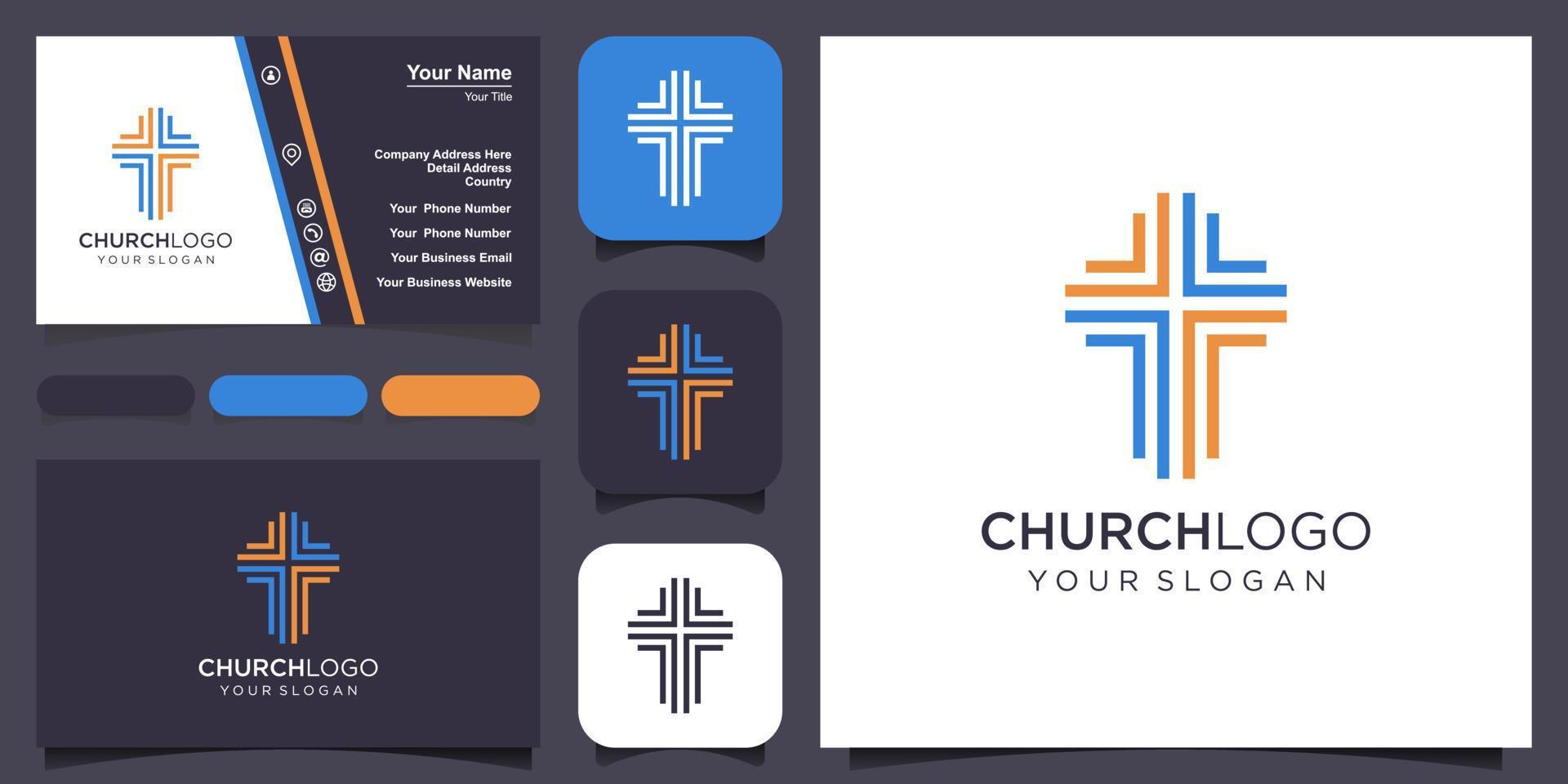 christian cross logo design vector template. Baptist cross symbol vector design template.