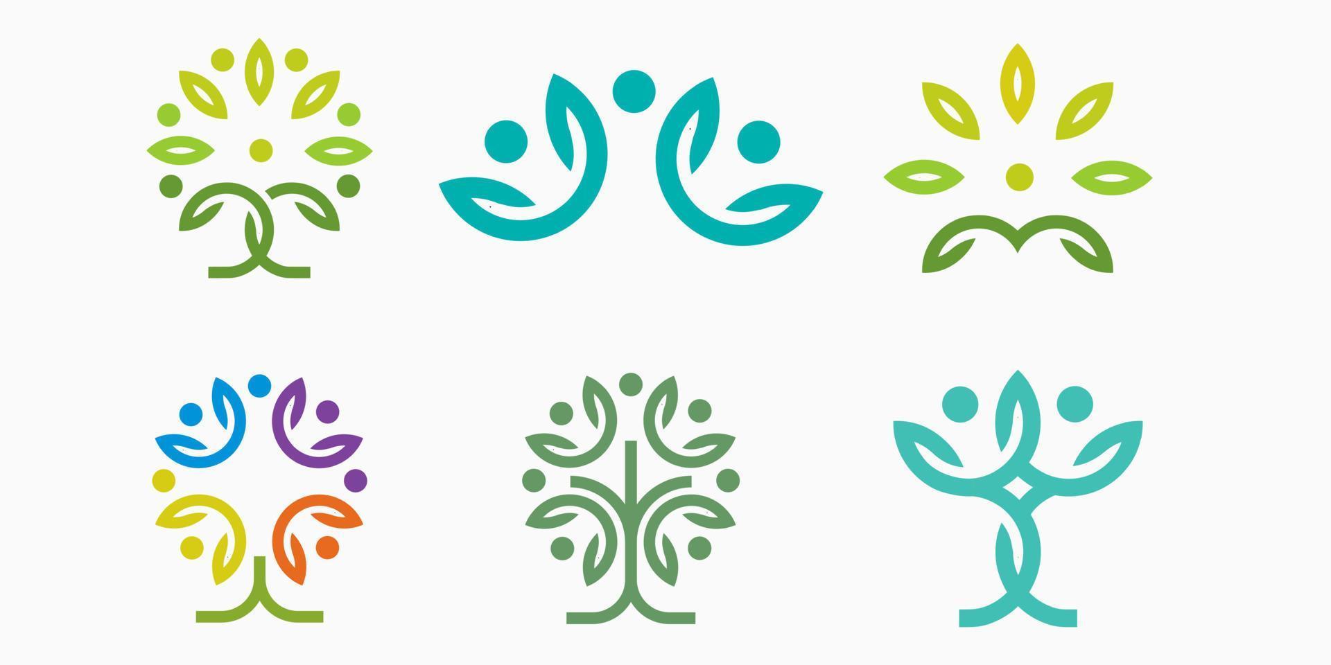 humano árbol logo diseño ambientalmente simpático gente. vector ilustración