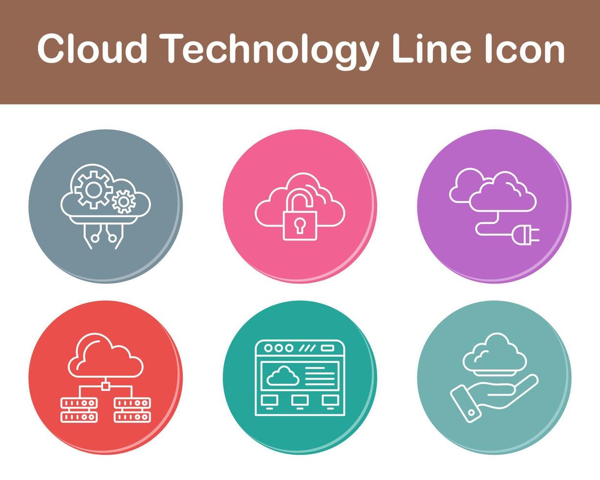 nube tecnología vector icono conjunto