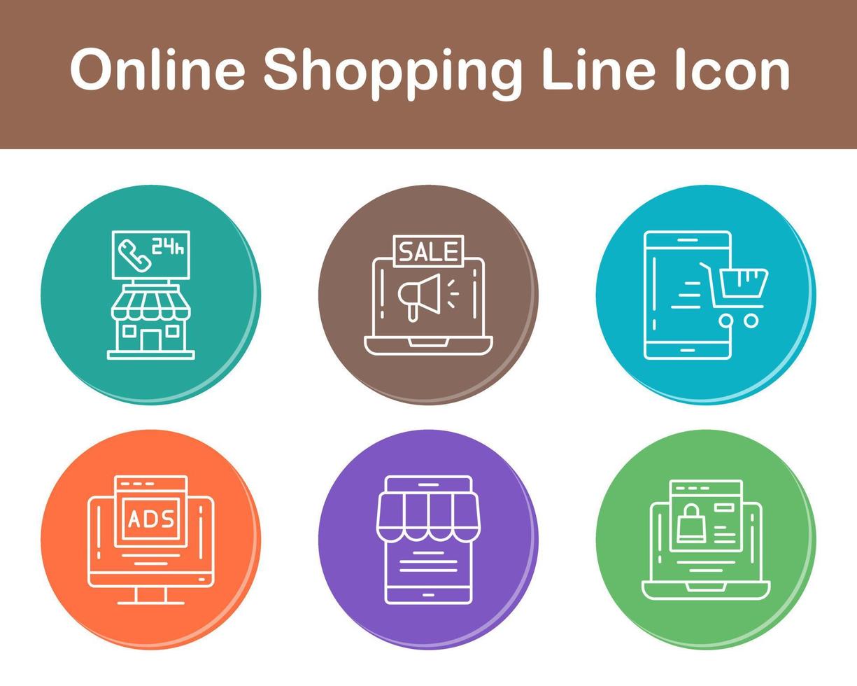 conjunto de iconos de vector de compras en línea