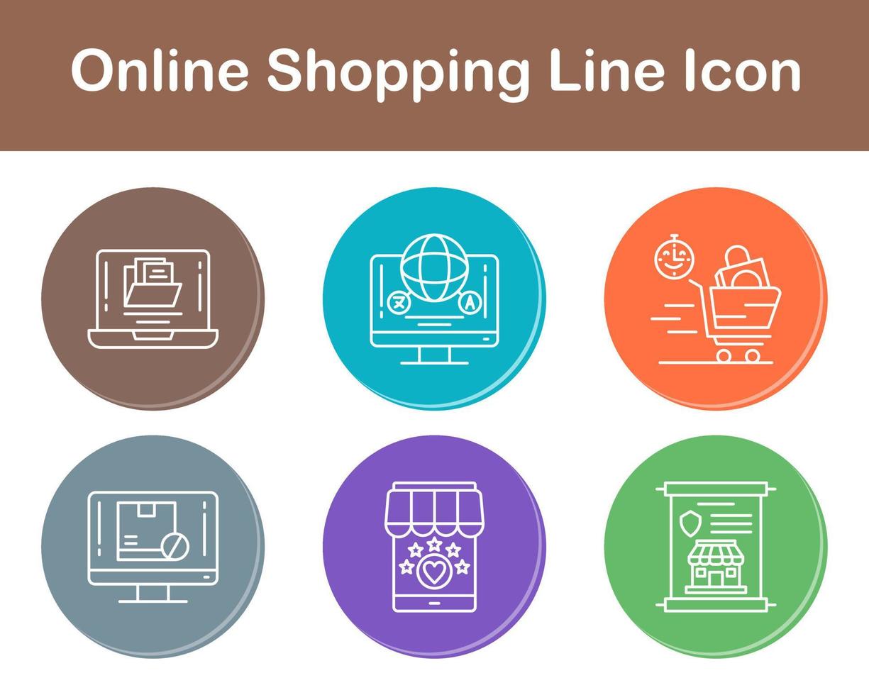 conjunto de iconos de vector de compras en línea