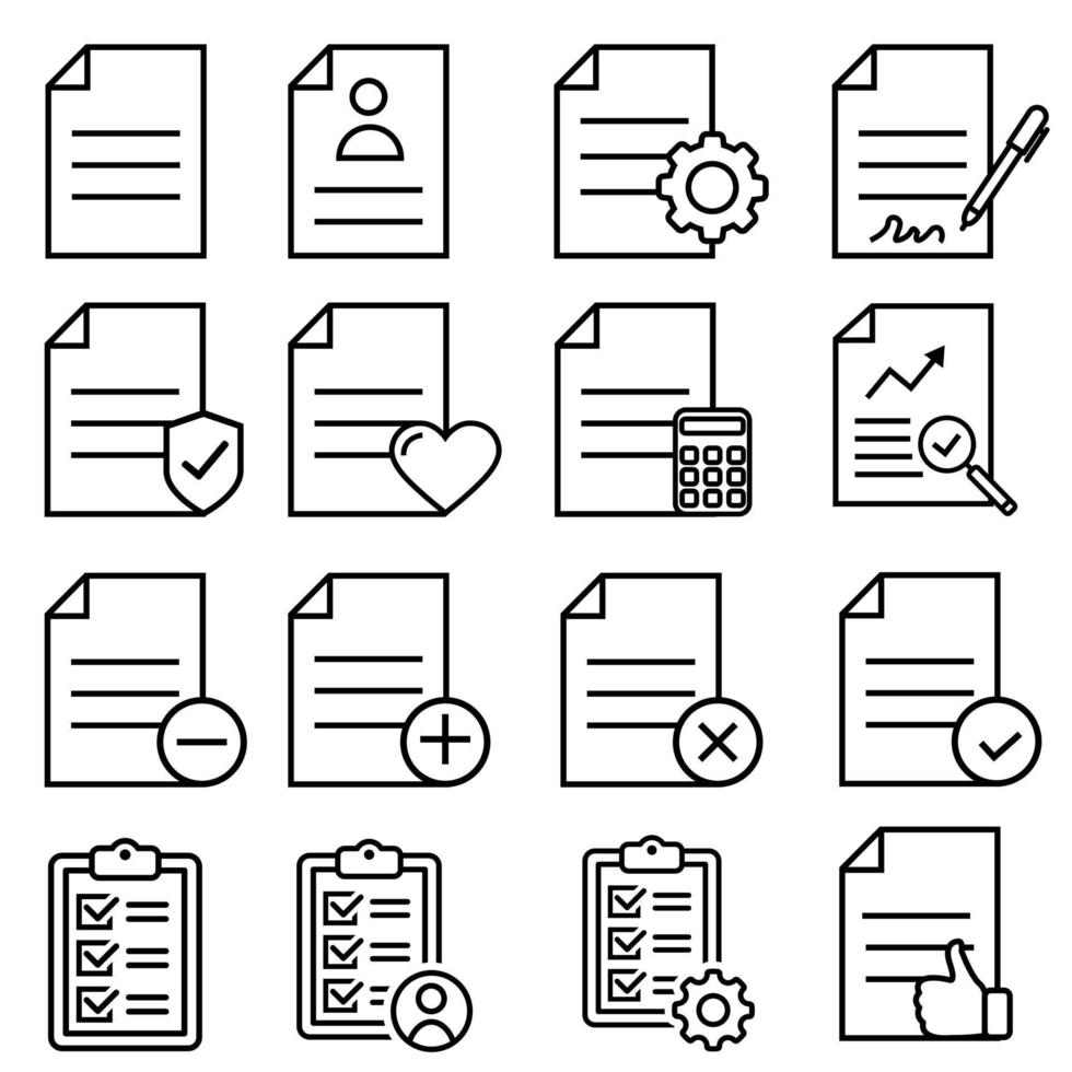 documento vector icono colocar. archivo ilustración firmar recopilación. papel símbolo. contabilidad logo.