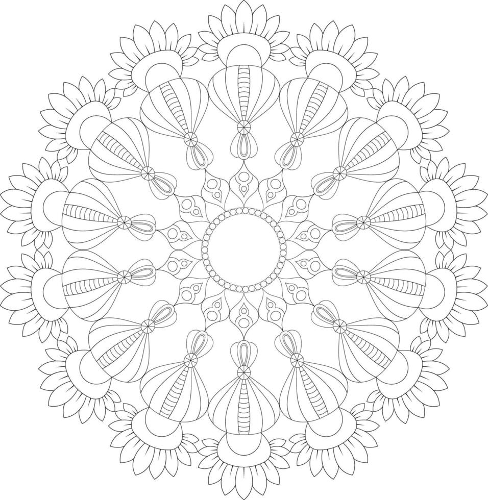 Vector mandala design. Abstract pattern isolated on white background. Illustration for cards, coloring pages.