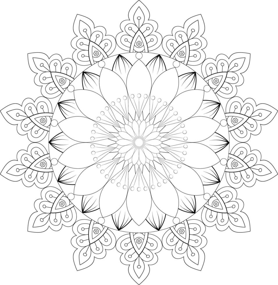 Vector mandala design. Abstract pattern isolated on white background. Illustration for cards, coloring pages.