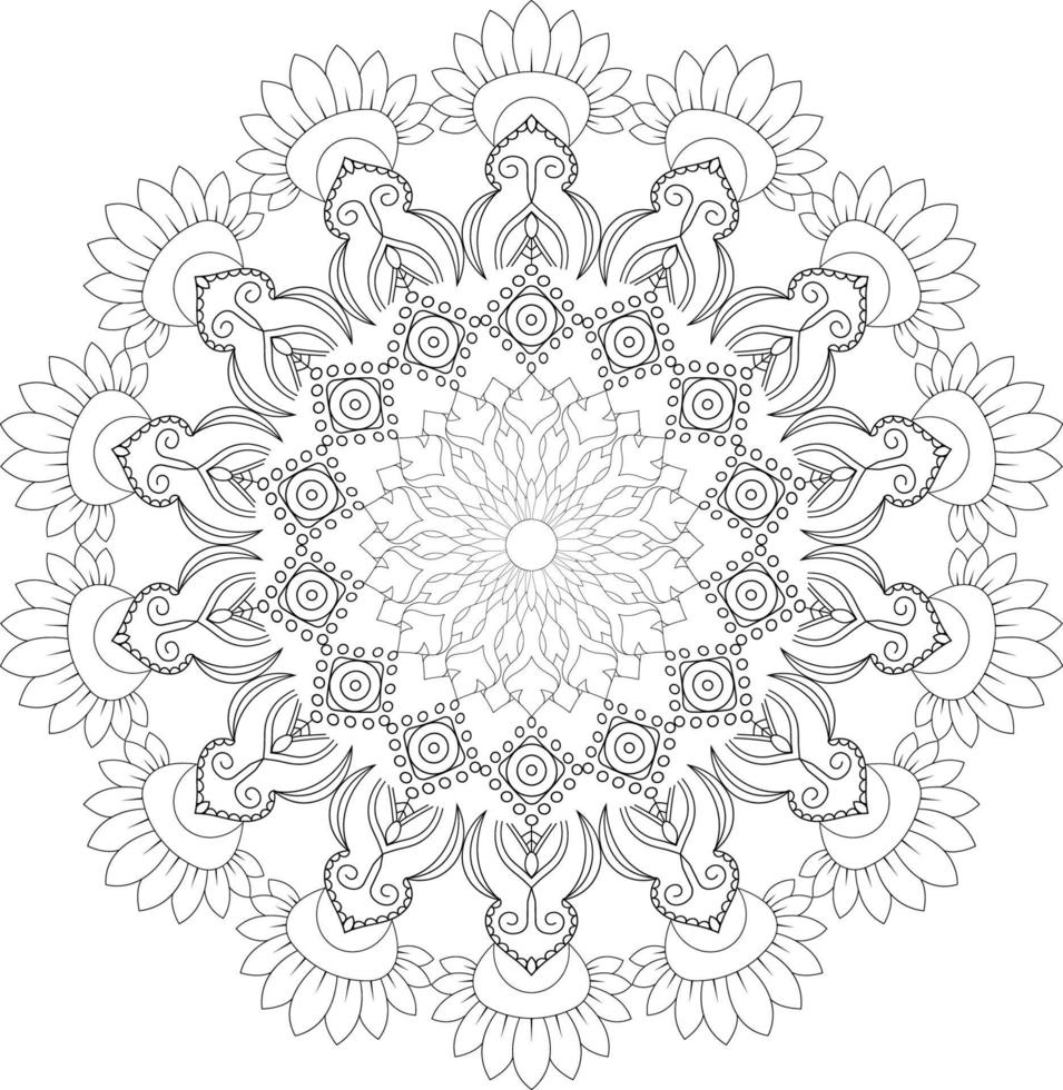 Vector mandala design. Abstract pattern isolated on white background. Illustration for cards, coloring pages.