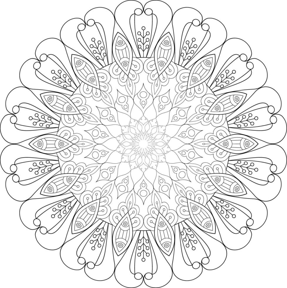 Vector mandala design. Abstract pattern isolated on white background. Illustration for cards, coloring pages.
