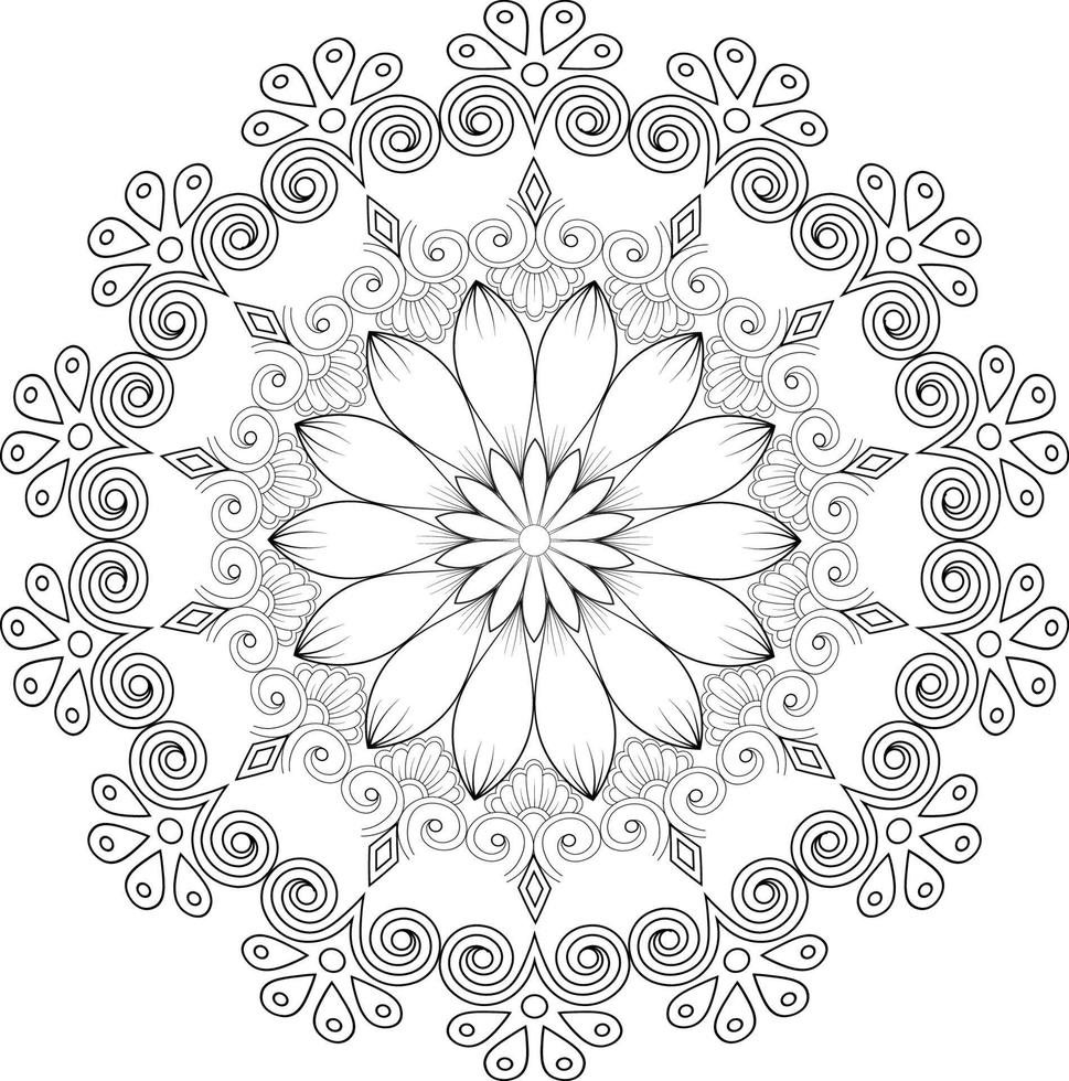 Vector mandala design. Abstract pattern isolated on white background. Illustration for cards, coloring pages.
