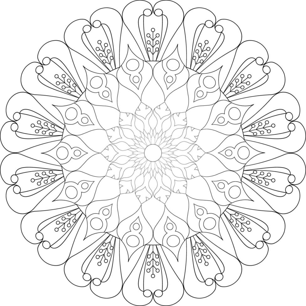 Vector mandala design. Abstract pattern isolated on white background. Illustration for cards, coloring pages.