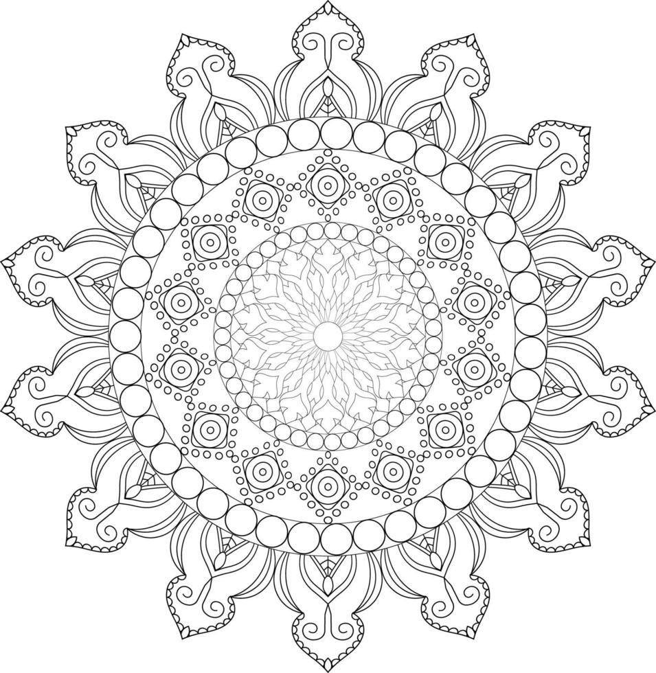 Vector mandala design. Abstract pattern isolated on white background. Illustration for cards, coloring pages.