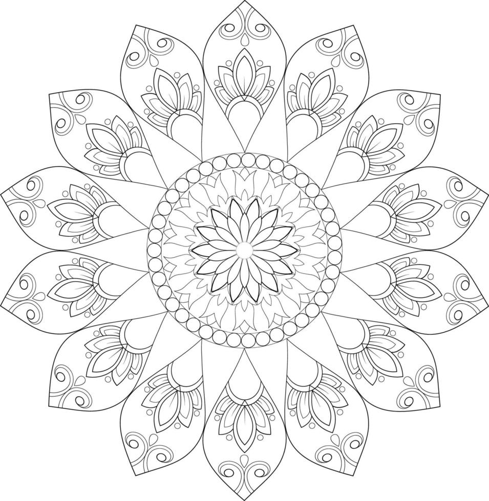 Vector mandala design. Abstract pattern isolated on white background. Illustration for cards, coloring pages.