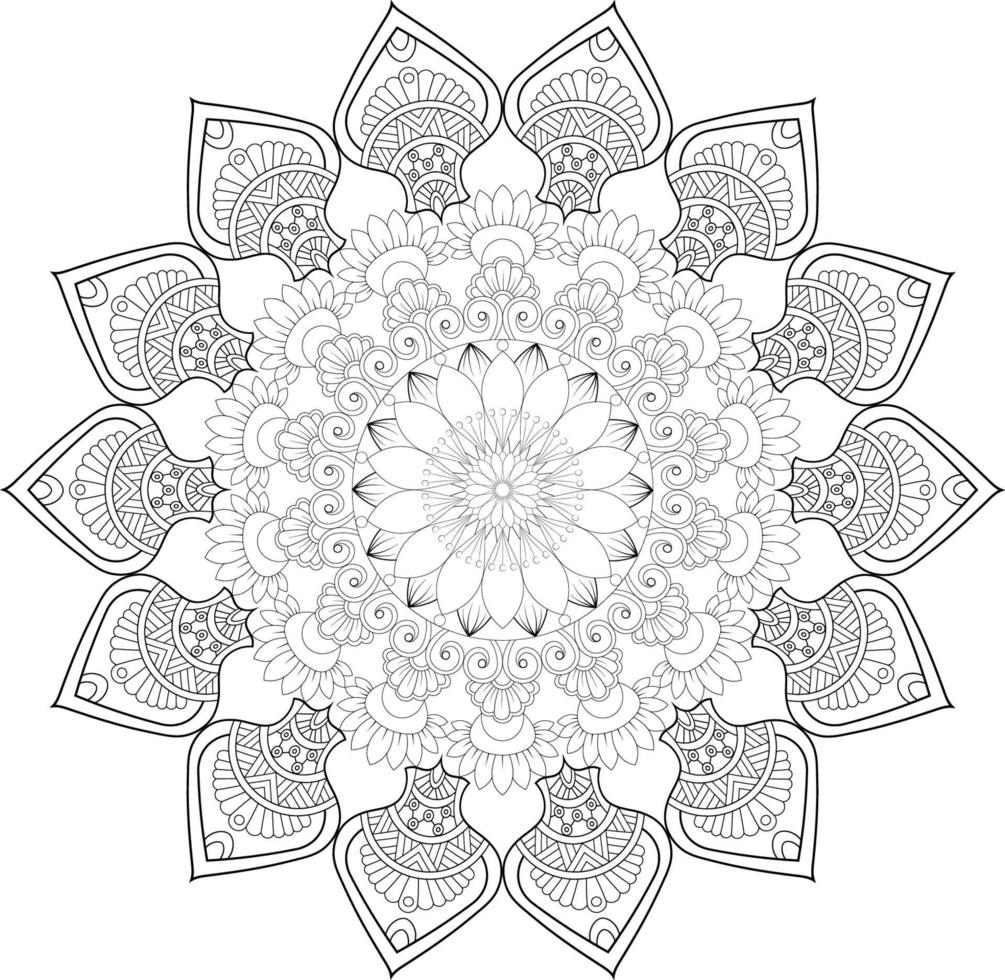 Vector mandala design. Abstract pattern isolated on white background. Illustration for cards, coloring pages.