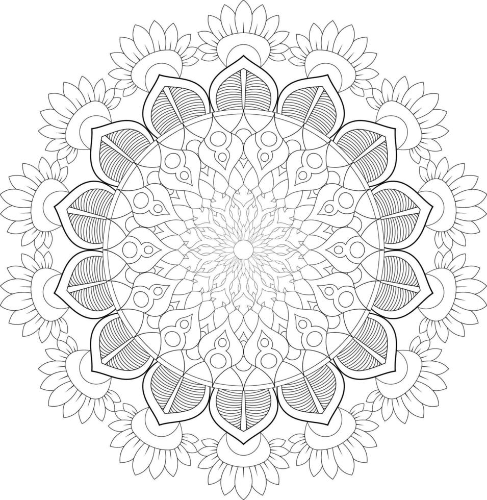 Vector mandala design. Abstract pattern isolated on white background. Illustration for cards, coloring pages.